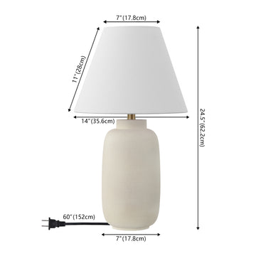 Elinore 24.5" Minimalist Scandinavian Resin/Iron Ginger Jar LED Table Lamp - JONATHAN Y